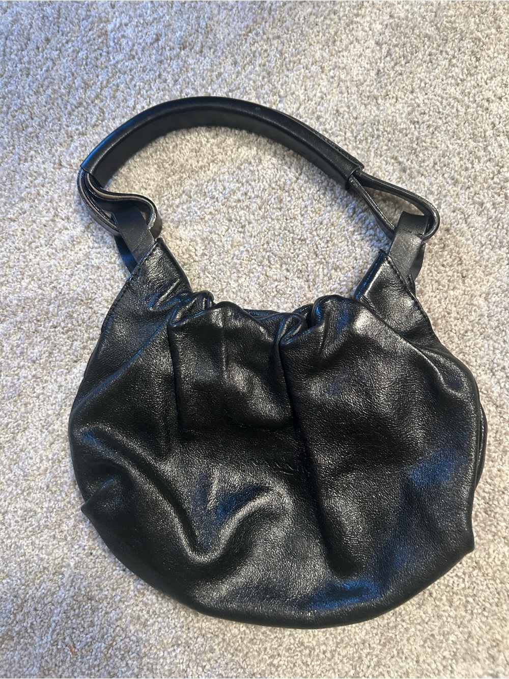 Nannini Black Leather Hobo Shoulder Bag
